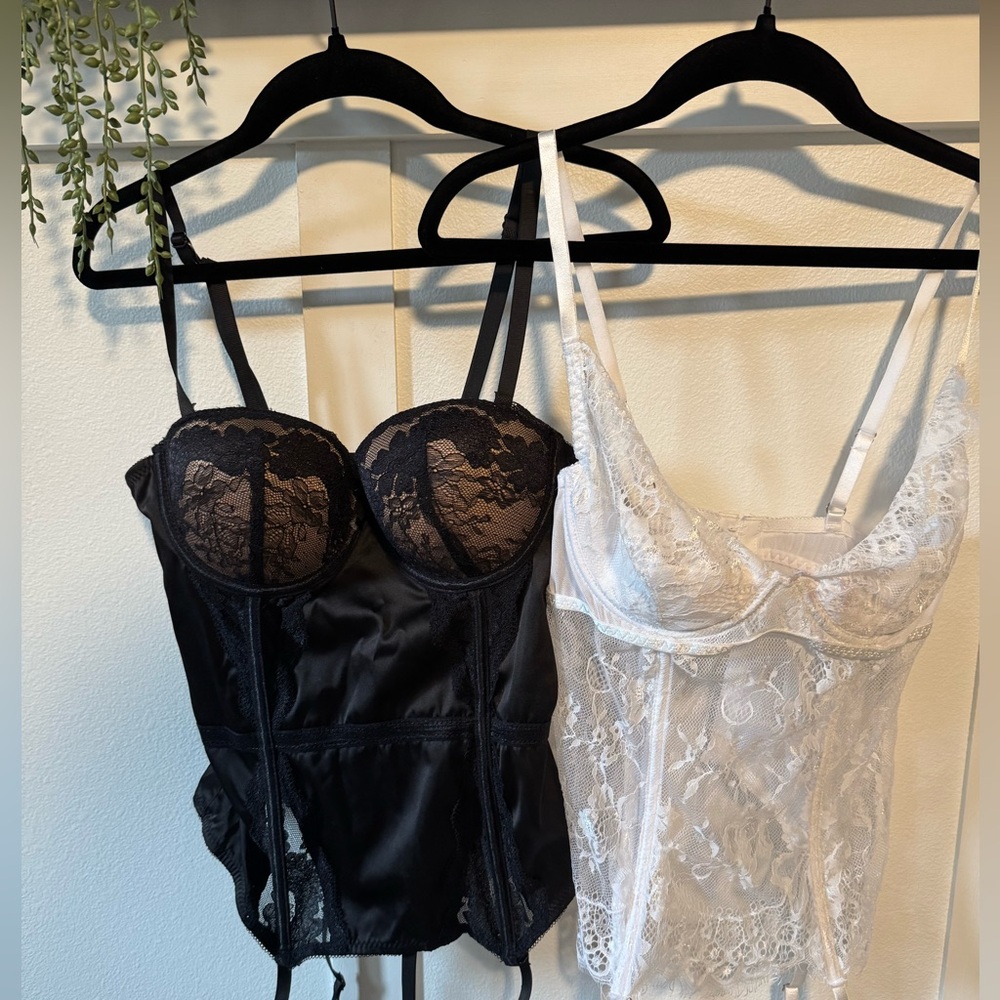 Frederick's of Hollywood Black and White Lace Bustiers Lingerie